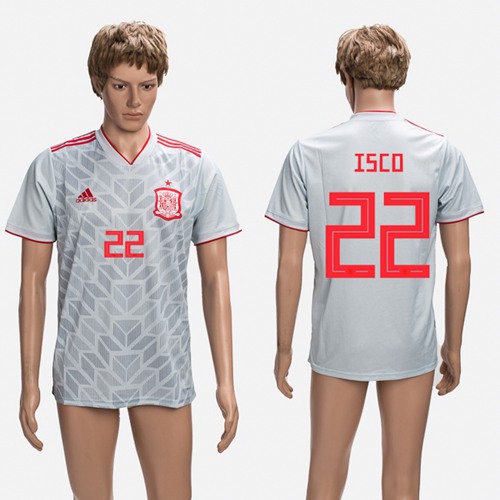 Spain #22 Isco Grey Training Soccer Country Jersey - Click Image to Close